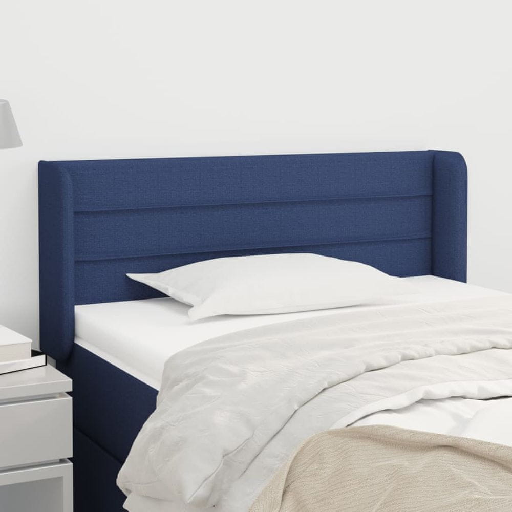 Vidaxl Čelo postele so záhybmi modrý 83x16x78/88 cm látka